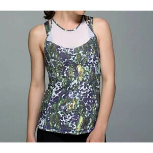 Lululemon Running In The‎ City Tank | Size 4 | Floral Print | Mesh Racerback Top
